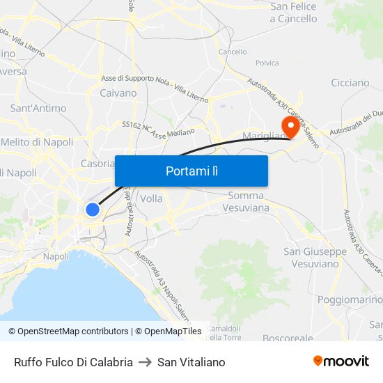 Ruffo Fulco Di Calabria to San Vitaliano map