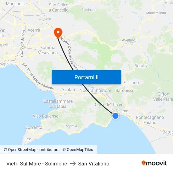Vietri Sul Mare - Solimene to San Vitaliano map