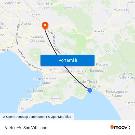Vietri to San Vitaliano map