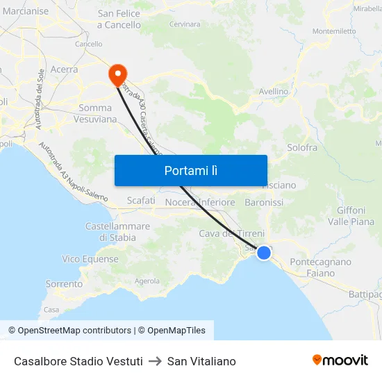 Casalbore Stadio Vestuti to San Vitaliano map