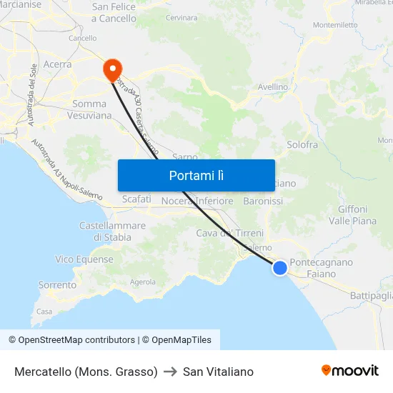Mercatello (Mons. Grasso) to San Vitaliano map