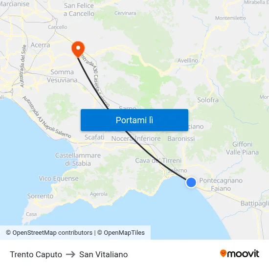 Trento Caputo to San Vitaliano map