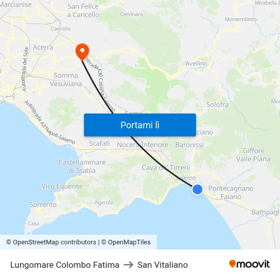 Lungomare Colombo Fatima to San Vitaliano map