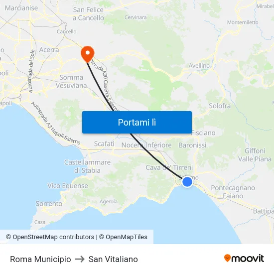 Roma Municipio to San Vitaliano map