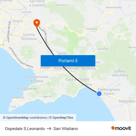 Ospedale S.Leonardo to San Vitaliano map