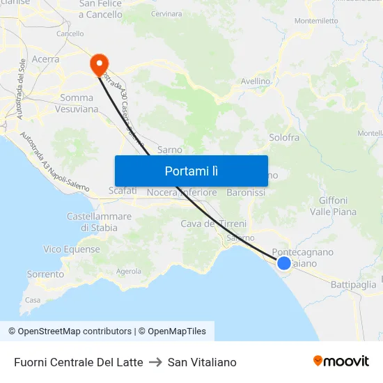 Fuorni Centrale Del Latte to San Vitaliano map