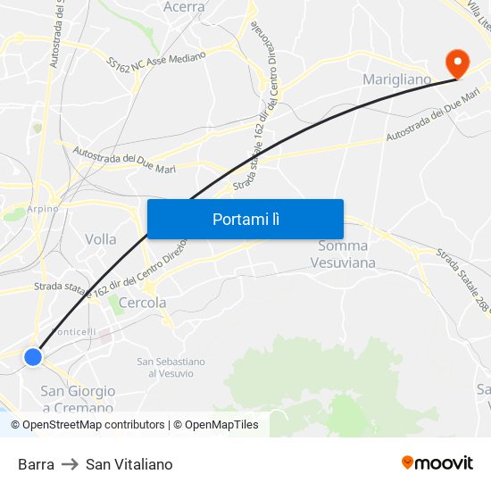 Barra to San Vitaliano map