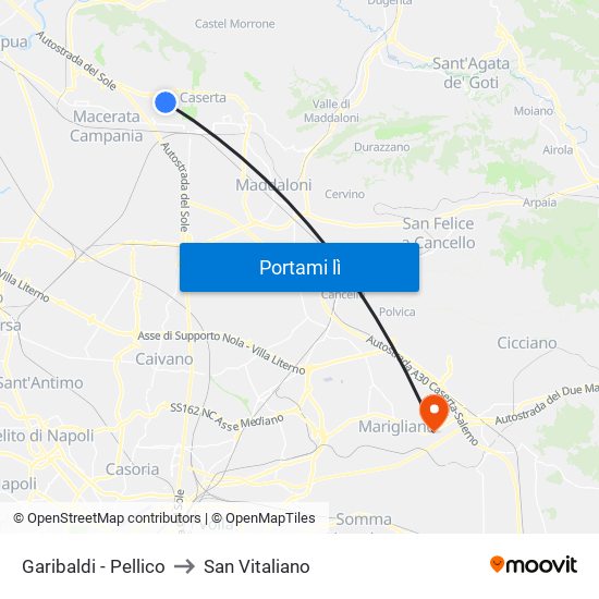 Garibaldi - Pellico to San Vitaliano map