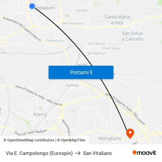 Via E. Campolongo (Eurospin) to San Vitaliano map