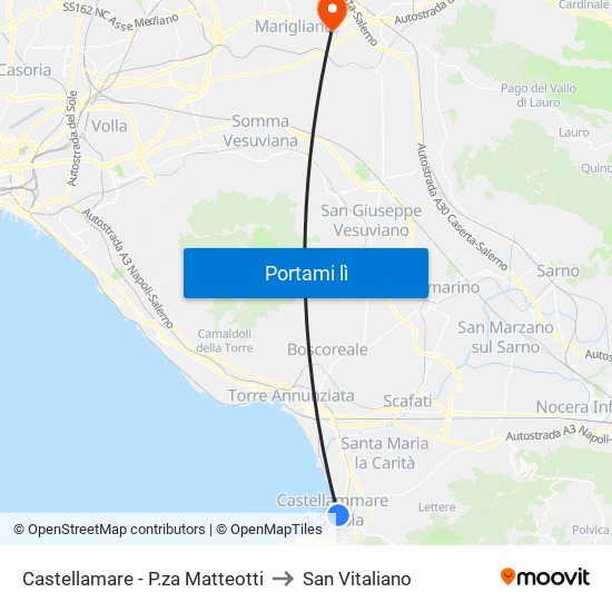 Castellamare - P.za Matteotti to San Vitaliano map