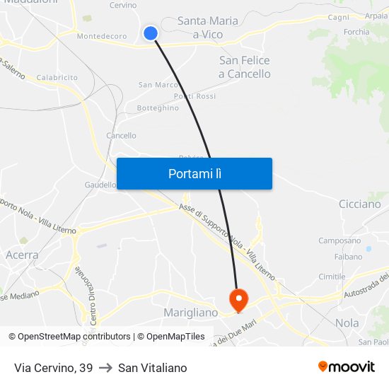Via Cervino, 39 to San Vitaliano map
