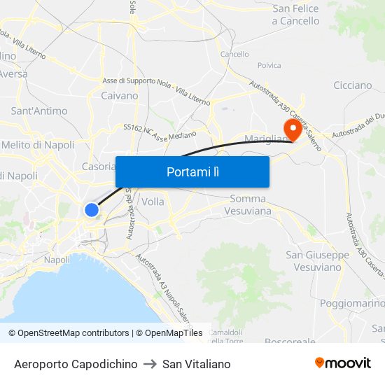 Aeroporto Capodichino to San Vitaliano map