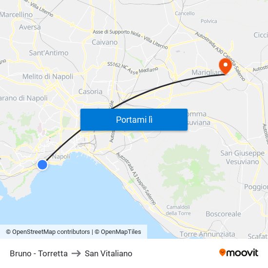 Bruno - Torretta to San Vitaliano map