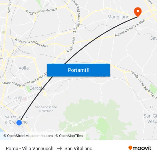 Roma - Villa Vannucchi to San Vitaliano map