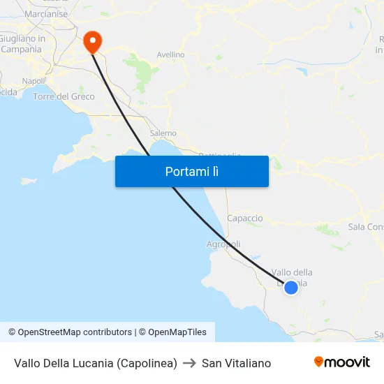 Vallo Della Lucania (Capolinea) to San Vitaliano map