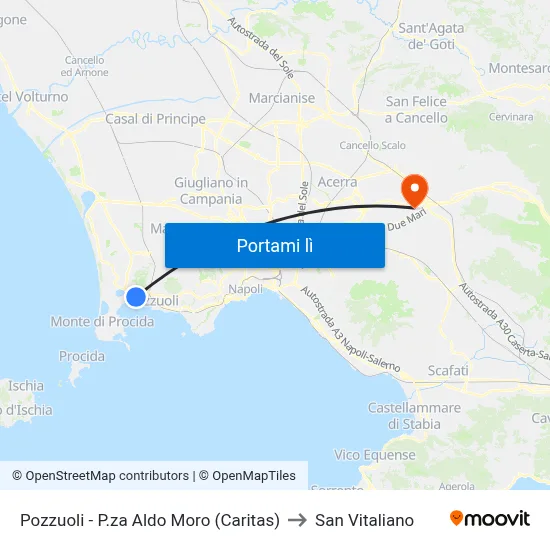 Pozzuoli - P.za Aldo Moro (Caritas) to San Vitaliano map
