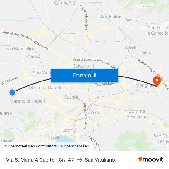 Via S. Maria A Cubito - Civ. 47 to San Vitaliano map