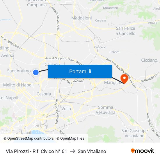 Via Pirozzi - Rif. Civico N° 61 to San Vitaliano map