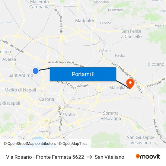Via Rosario - Fronte Fermata 5622 to San Vitaliano map