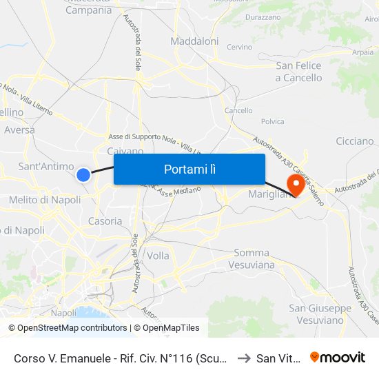 Corso V. Emanuele - Rif. Civ. N°116 (Scuola Media Capasso to San Vitaliano map