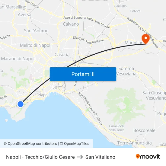 Napoli - Tecchio/Giulio Cesare to San Vitaliano map