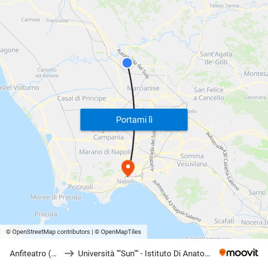 Anfiteatro (Provvisoria) to Università ""Sun"" - Istituto Di Anatomia Patologica ""L.Armanni"" map