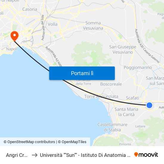 Angri Crocifisso to Università ""Sun"" - Istituto Di Anatomia Patologica ""L.Armanni"" map