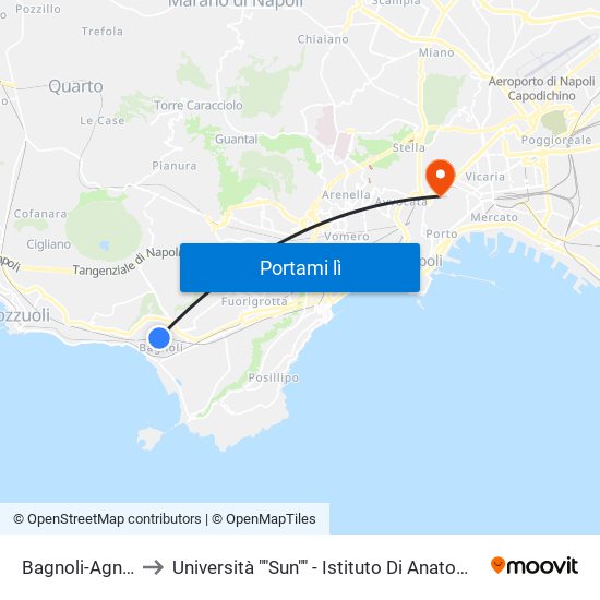 Bagnoli-Agnano Terme to Università ""Sun"" - Istituto Di Anatomia Patologica ""L.Armanni"" map