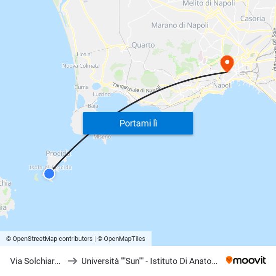 Via Solchiaro   Villa Sabia to Università ""Sun"" - Istituto Di Anatomia Patologica ""L.Armanni"" map