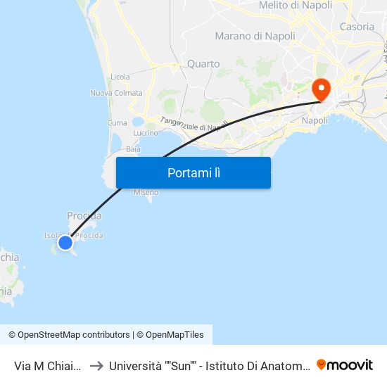 Via M  Chiaiolella Civ  4 to Università ""Sun"" - Istituto Di Anatomia Patologica ""L.Armanni"" map