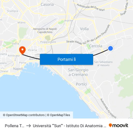 Pollena Trocchia to Università ""Sun"" - Istituto Di Anatomia Patologica ""L.Armanni"" map