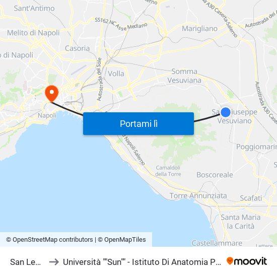 San Leonardo to Università ""Sun"" - Istituto Di Anatomia Patologica ""L.Armanni"" map