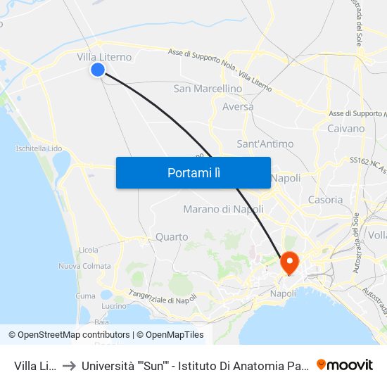 Villa Literno to Università ""Sun"" - Istituto Di Anatomia Patologica ""L.Armanni"" map