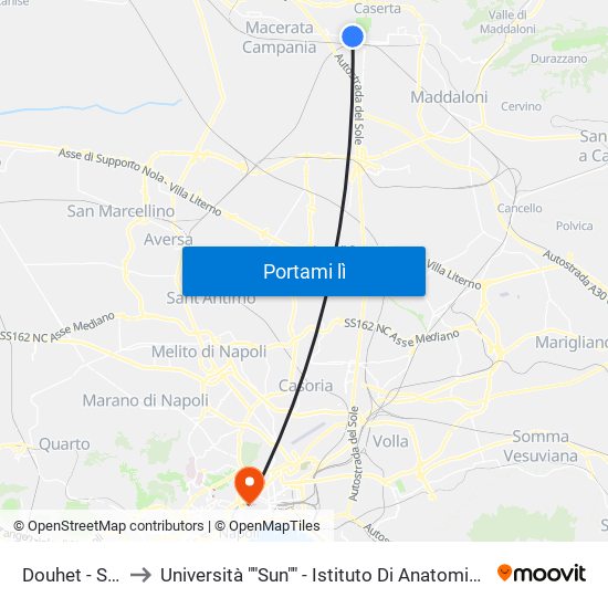 Douhet - Santagata to Università ""Sun"" - Istituto Di Anatomia Patologica ""L.Armanni"" map