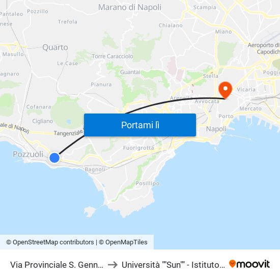 Via Provinciale S. Gennaro - Rif. Accademia Aereonautica to Università ""Sun"" - Istituto Di Anatomia Patologica ""L.Armanni"" map