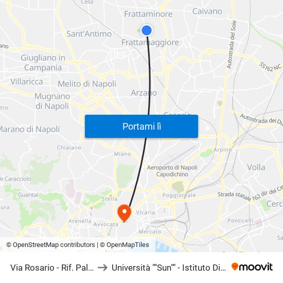 Via Rosario - Rif. Palo Limite Velocità 30 Kmh to Università ""Sun"" - Istituto Di Anatomia Patologica ""L.Armanni"" map