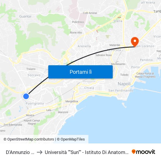 D'Annunzio - Cimitero to Università ""Sun"" - Istituto Di Anatomia Patologica ""L.Armanni"" map