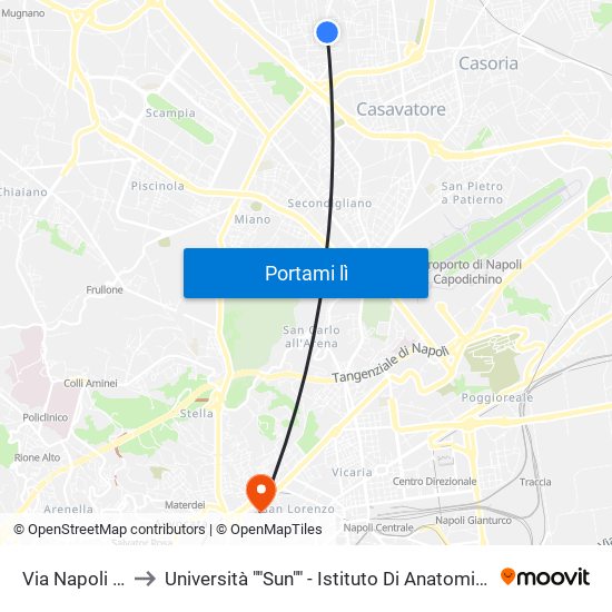 Via Napoli - Civ. 146 to Università ""Sun"" - Istituto Di Anatomia Patologica ""L.Armanni"" map