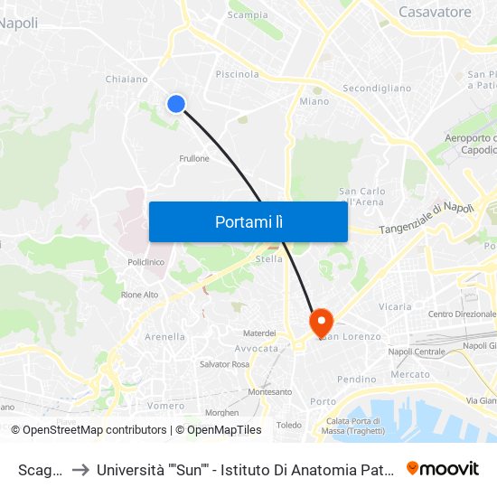 Scaglione to Università ""Sun"" - Istituto Di Anatomia Patologica ""L.Armanni"" map