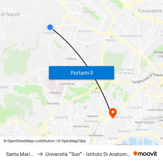 Santa Maria A Cubito to Università ""Sun"" - Istituto Di Anatomia Patologica ""L.Armanni"" map