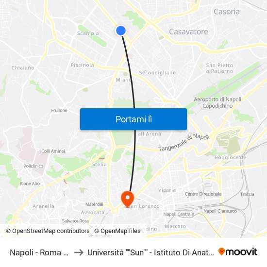 Napoli - Roma Verso Scampia to Università ""Sun"" - Istituto Di Anatomia Patologica ""L.Armanni"" map