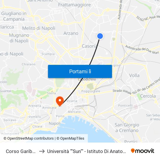 Corso Garibaldi - Civ. 96 to Università ""Sun"" - Istituto Di Anatomia Patologica ""L.Armanni"" map