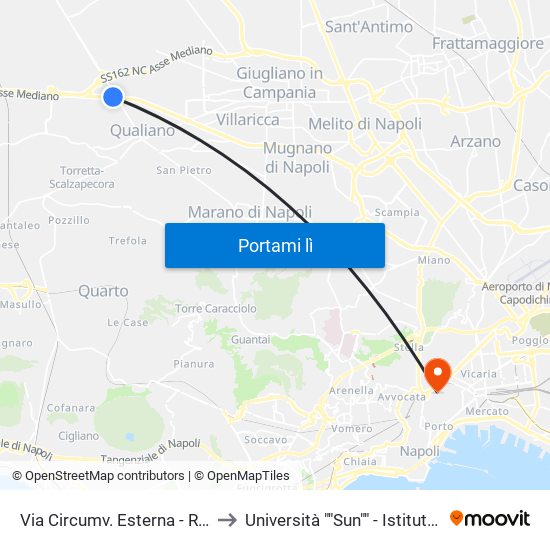 Via Circumv. Esterna - Rif. Di Fronte Civico N° 94 Eurostucchi to Università ""Sun"" - Istituto Di Anatomia Patologica ""L.Armanni"" map