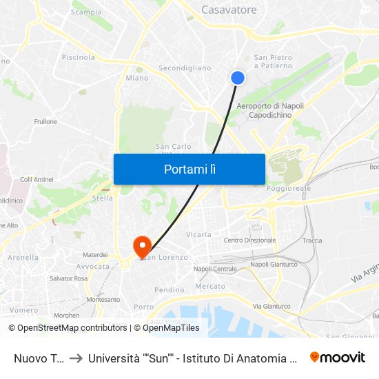 Nuovo Tempio to Università ""Sun"" - Istituto Di Anatomia Patologica ""L.Armanni"" map