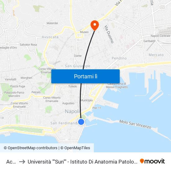 Acton to Università ""Sun"" - Istituto Di Anatomia Patologica ""L.Armanni"" map