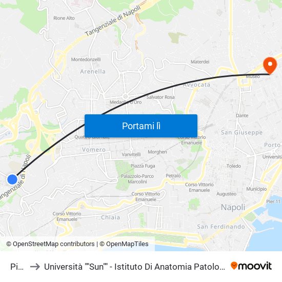 Piave to Università ""Sun"" - Istituto Di Anatomia Patologica ""L.Armanni"" map