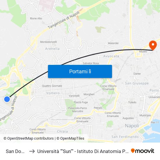 San Domenico to Università ""Sun"" - Istituto Di Anatomia Patologica ""L.Armanni"" map