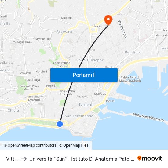 Vittoria to Università ""Sun"" - Istituto Di Anatomia Patologica ""L.Armanni"" map