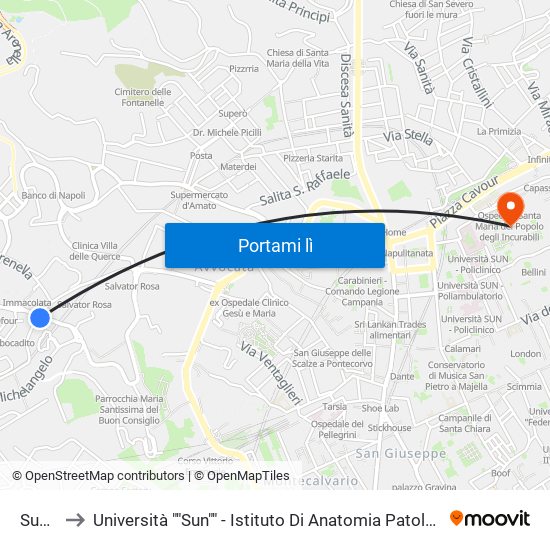 Suarez to Università ""Sun"" - Istituto Di Anatomia Patologica ""L.Armanni"" map