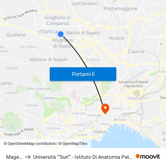 Magellano to Università ""Sun"" - Istituto Di Anatomia Patologica ""L.Armanni"" map